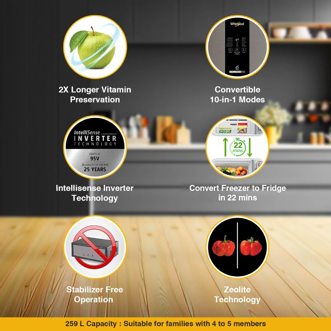 Whirlpool Intellifresh Pro 259L 2 Star img4