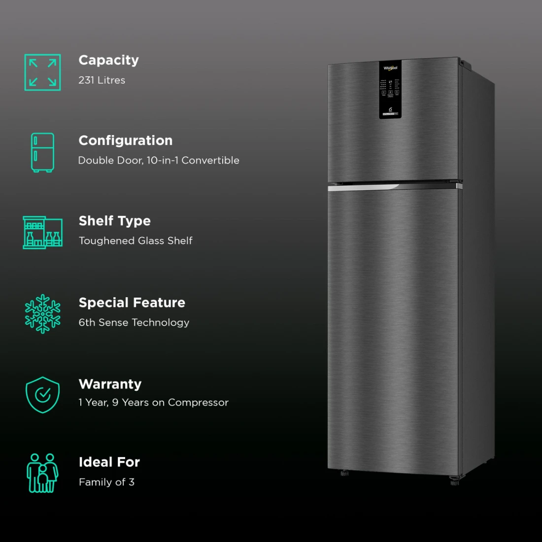 Whirlpool Intellifresh Pro 278 231 Litres 3 Star img2